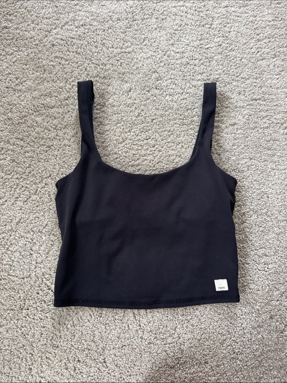 VUORI Black Sqaureneck Tank Top XS